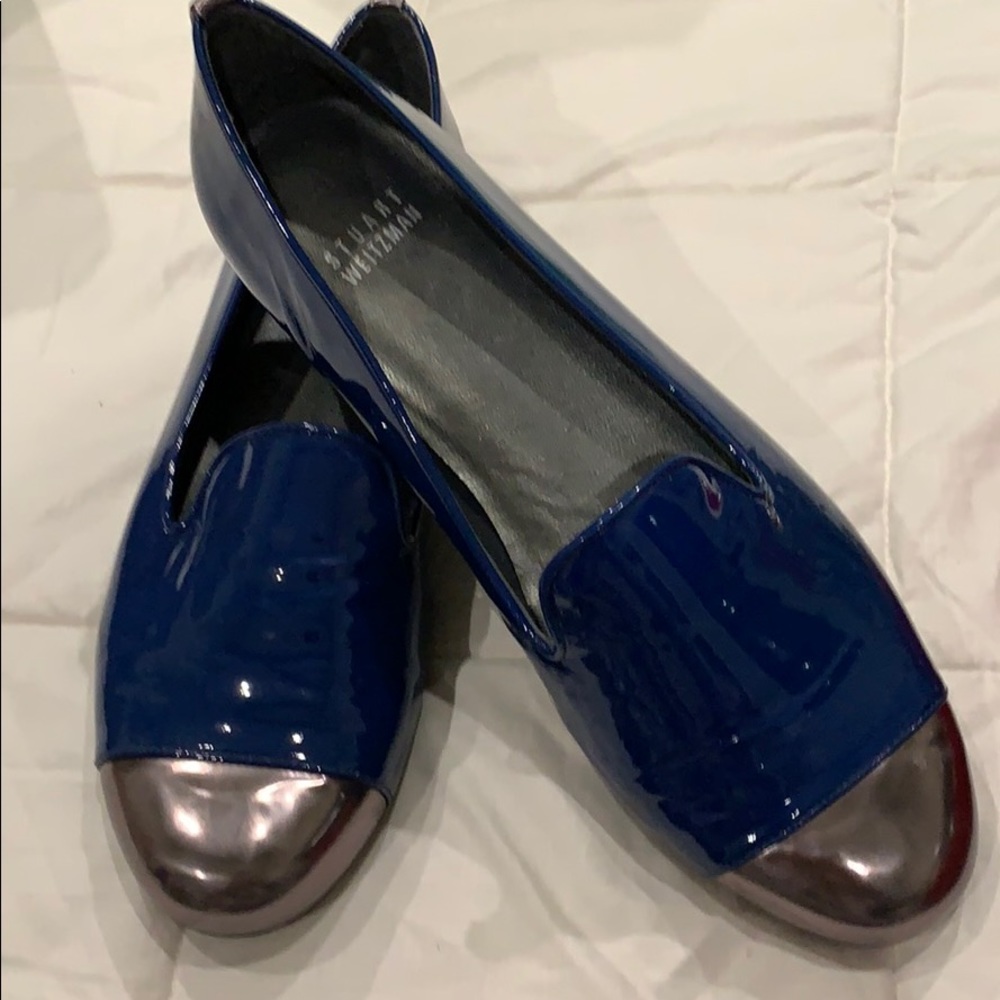 Stuart Weitzman Patten  leather with bronze tie